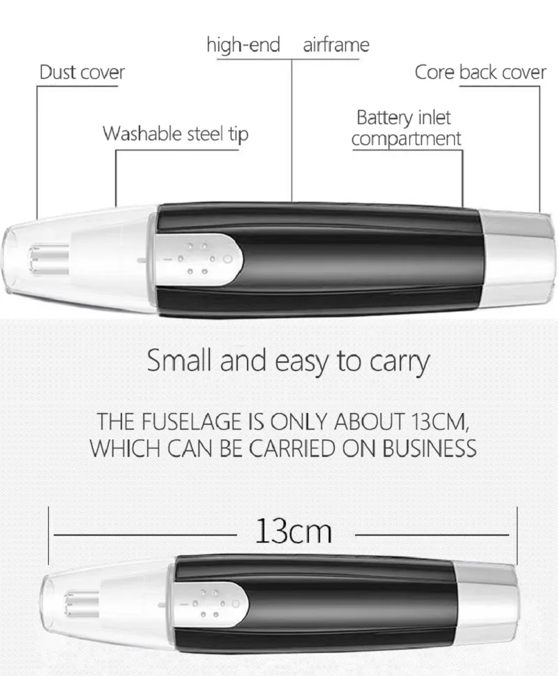Black Electric Nose Hair Trimmer For Men And Women Available With Low Noise High Torque High Speed Motor Washable Nasal Hair