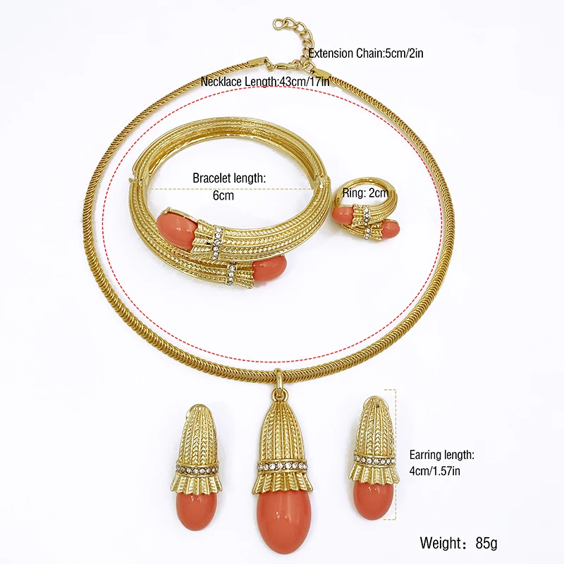 Italian Red Opal Pendant Jewelry Set For Women Wedding Jewellery Gift Daily Wear Party Accessories