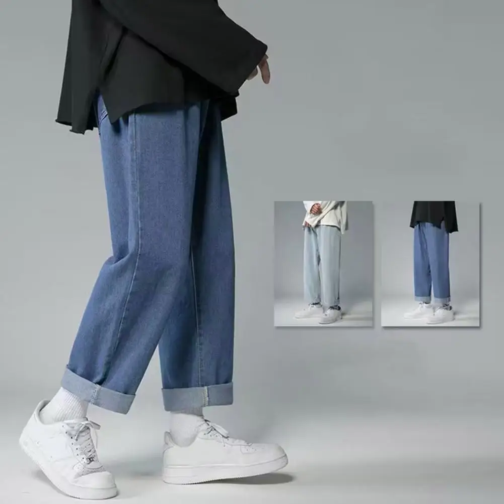 Men Loose Pants Men Jeans Vintage Embroidered Wide Leg Men's Jeans Stylish Streetwear with Soft Breathable Fabric Hip Hop Vibes