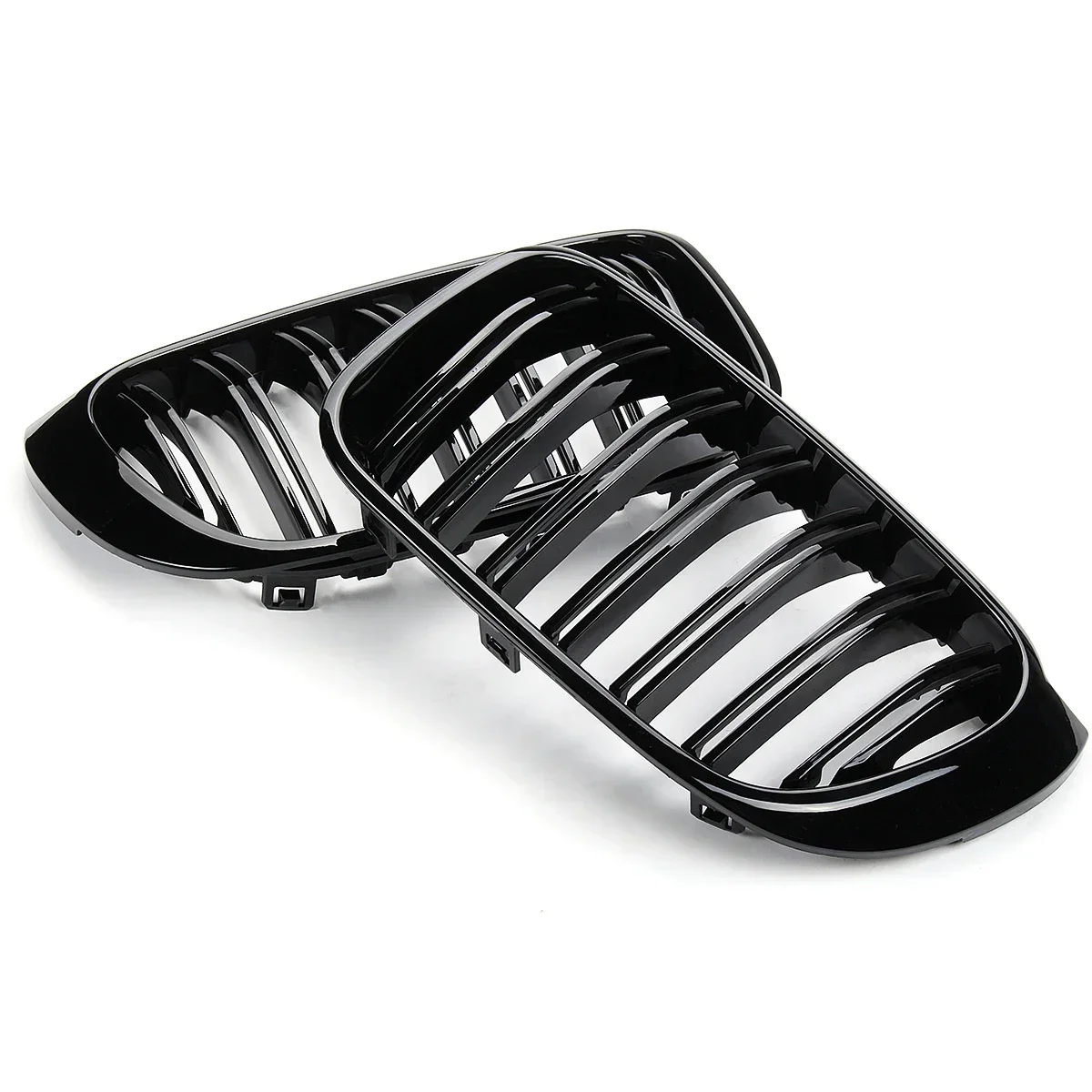Glossy Black Bumper Kidney Grill Hood Mesh Double Line For X3 X4 F25 F26 2014-2017 Front Grille Racing Grills