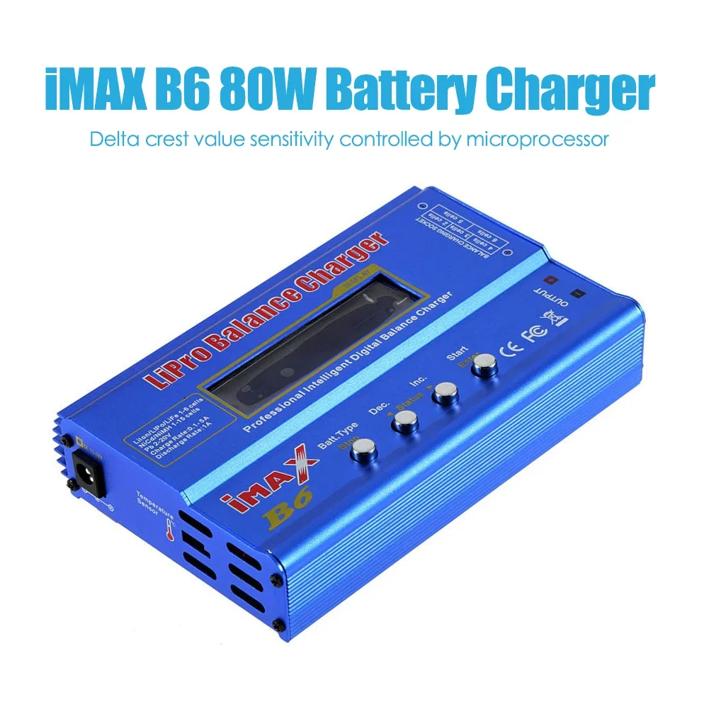 IMAX B6 80W Battery Charger LCD Dispaly AC/DC Balance Discharger Power 5W 18V 6A for LiPo NiMH NiCd LiFe Pb Battery