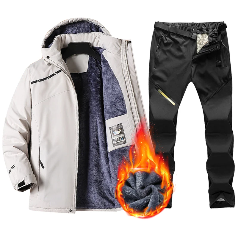 Hot Ski Suit For Men Snow Skiing and Snowboarding Sets Warm Waterproof Windproof Snowboard Fleece Jacket pants s Winter