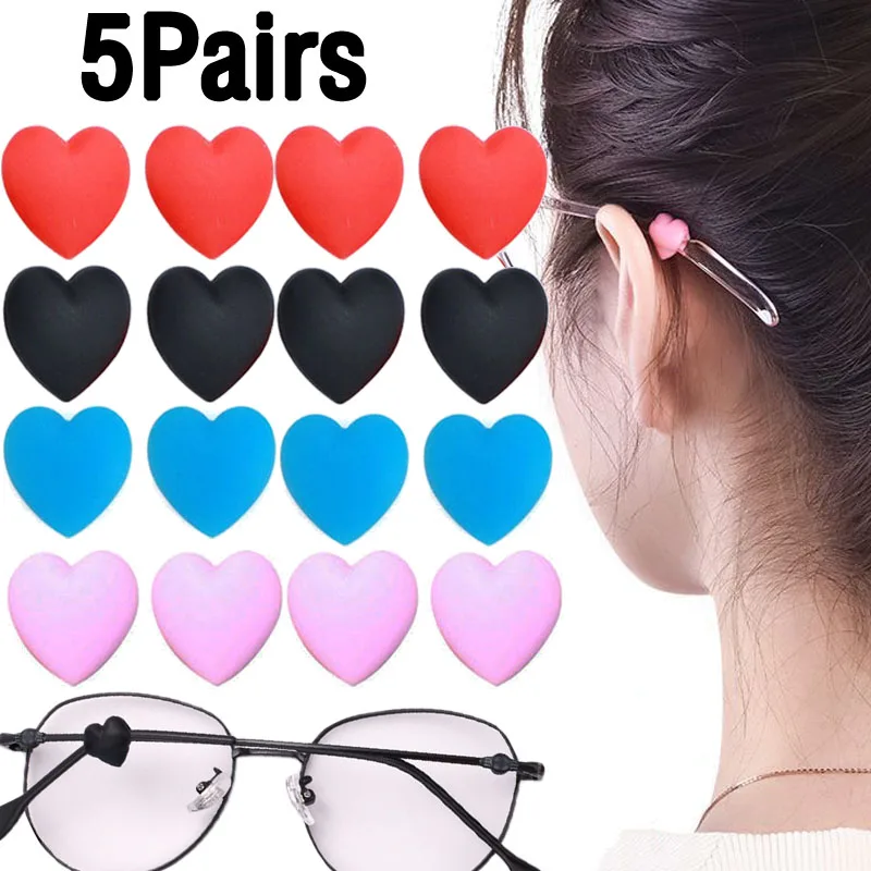 Colorful 2025 Heart Glasses Silicone Anti-Slip Ear Grip Hook Women Men Children Eyeglasses Sleeve new Retainer Eyewear Accessories 5Pairs