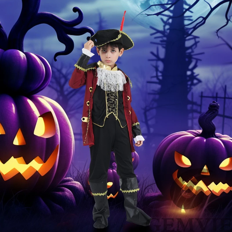 Kids Pirate Fancy Costume for Boys Halloween Carnival Party 2025 Cosplay Clothes new Outfit(Not Include Weapon)