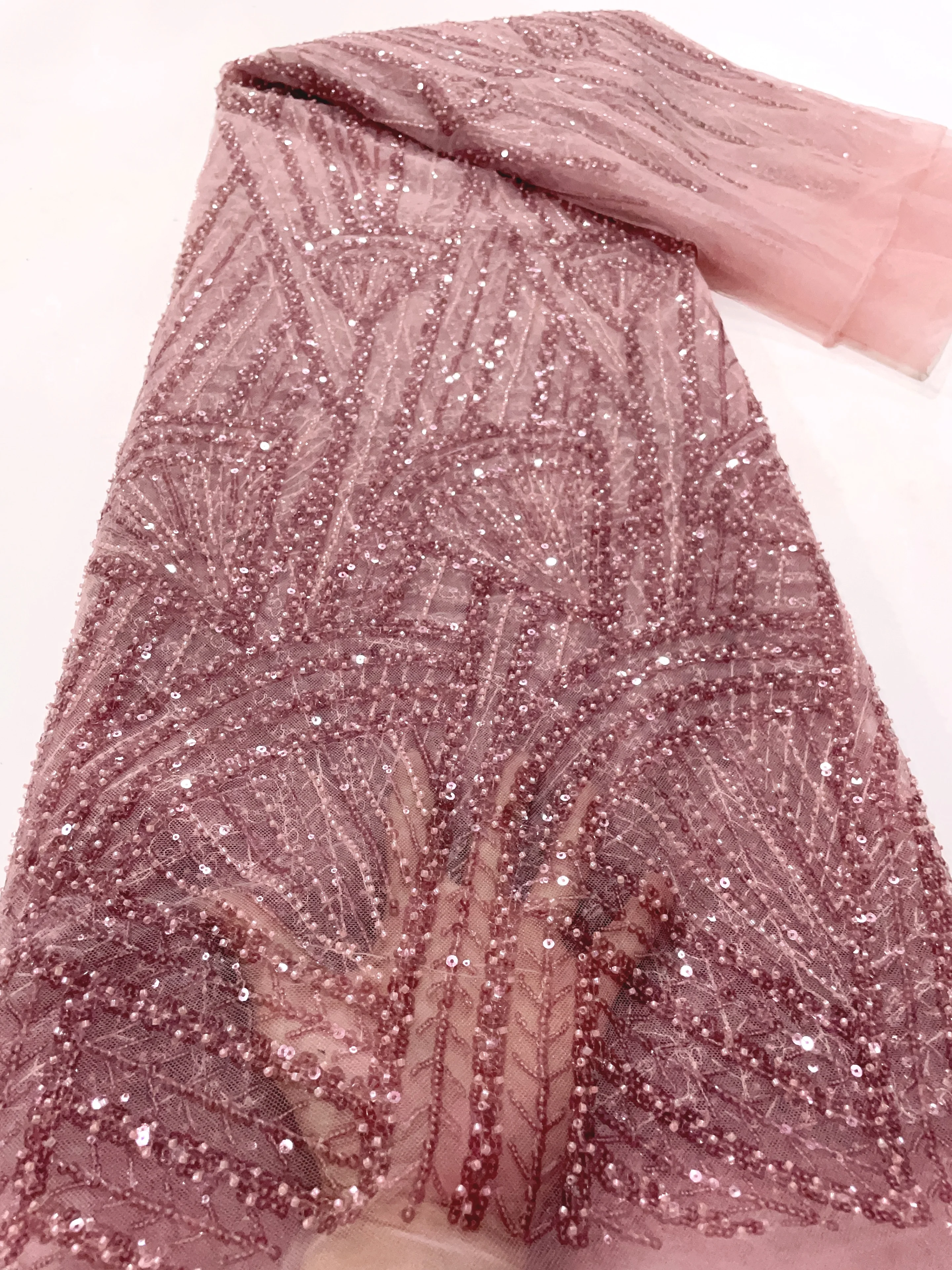 Sequence African Lace Fabric 5 Yards Embroiderd Nigerian Lace Fabric 2023 High Quality Laces Groom Tulle French Lace For Drees