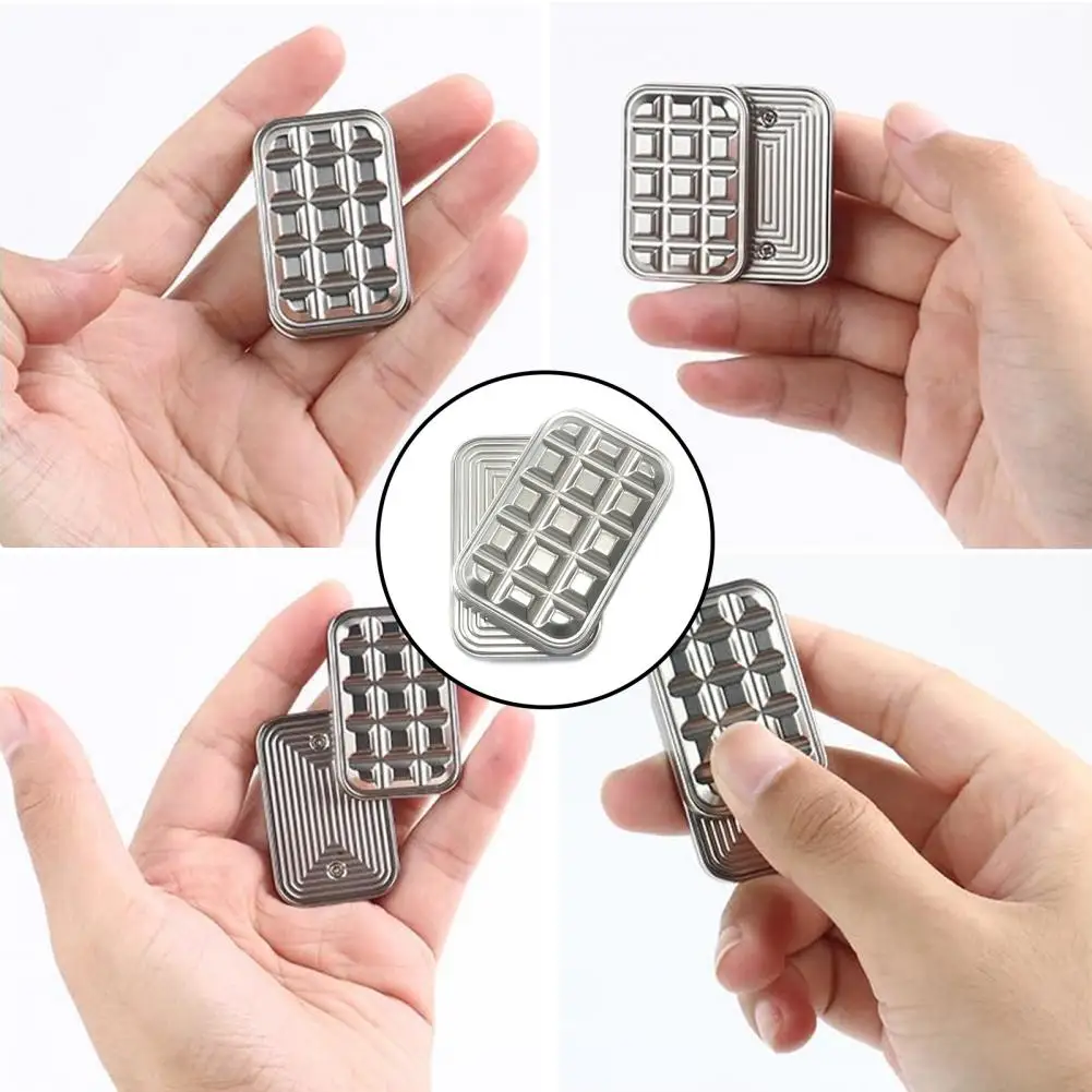 Fidget Slider Toy Clicker Fidget Toy Pocket-sized Magnetic Metal Slider Haptic Card Fidget Clicker for Anxiety Relief Aluminum