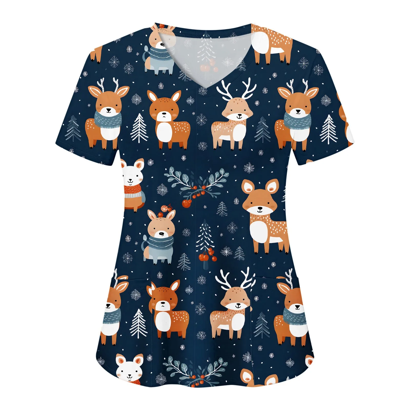 New Cute Scrubs Medical Uniforms Women Men Nurse Accessories Clinical Uniform Dentist Work Blouse Vet Spa Christmas Scrub Tops