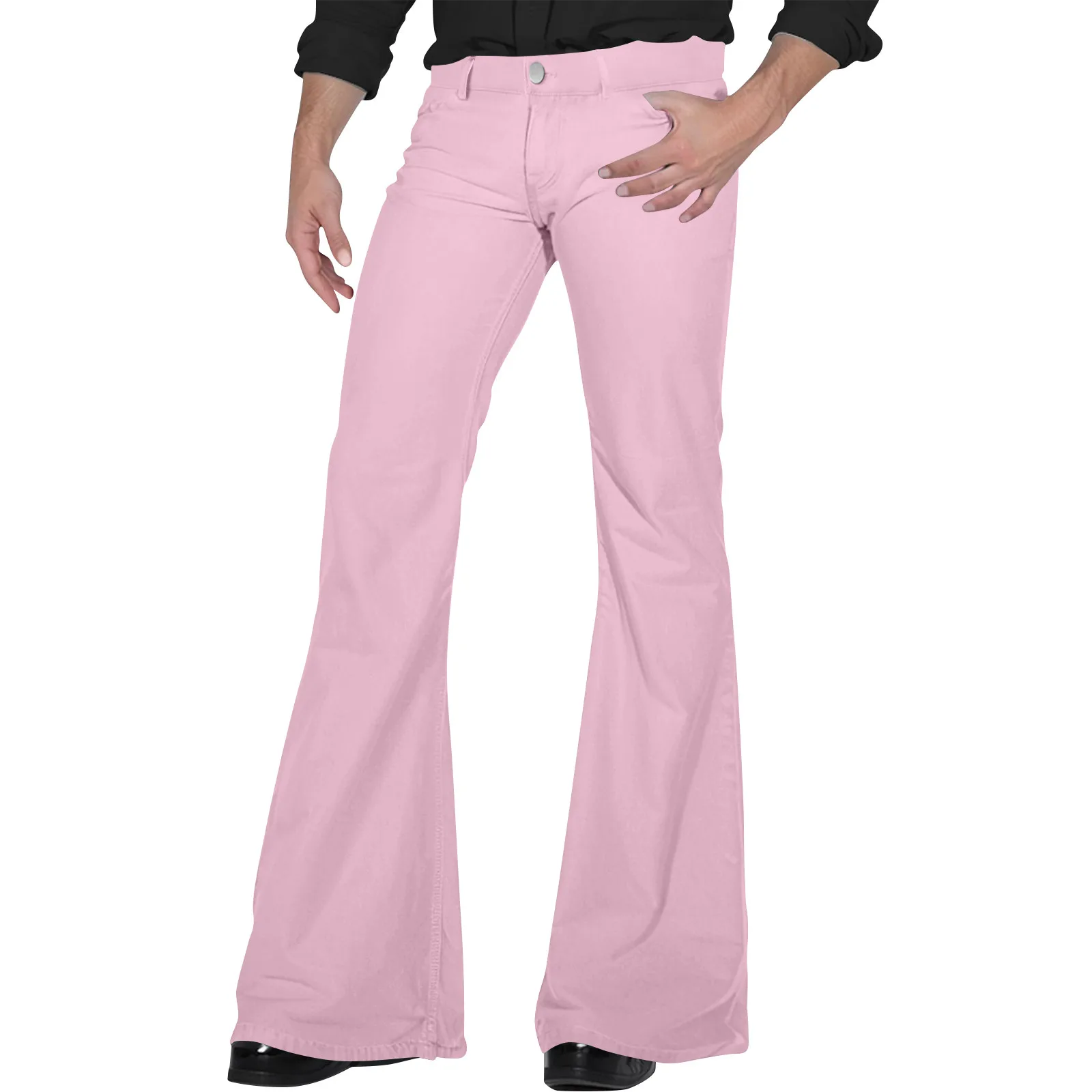 Men'S Retro Disco Flared Pants Loose Stretch Vintage Trousers Fit Flared Comfortable Retro Stretch Twill Men'S Trousers