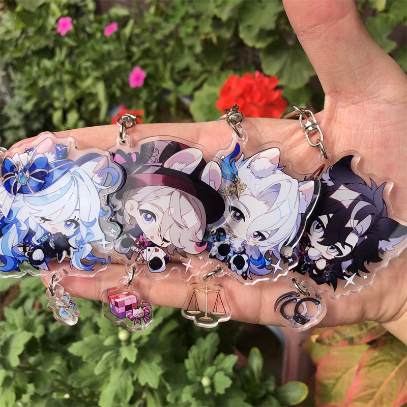 Genshin Impact Clorinde Navia Lyney Furina Wriothesley Keychain Anime Game Accessories Backpack Pendant Prop Badge