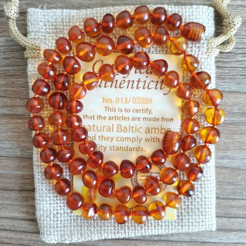 Baltic Amber Necklace Baby Teething Handmade Natural Genuine Original Irregular High Quality Bead Jewelry Gift Anti Inflammatory