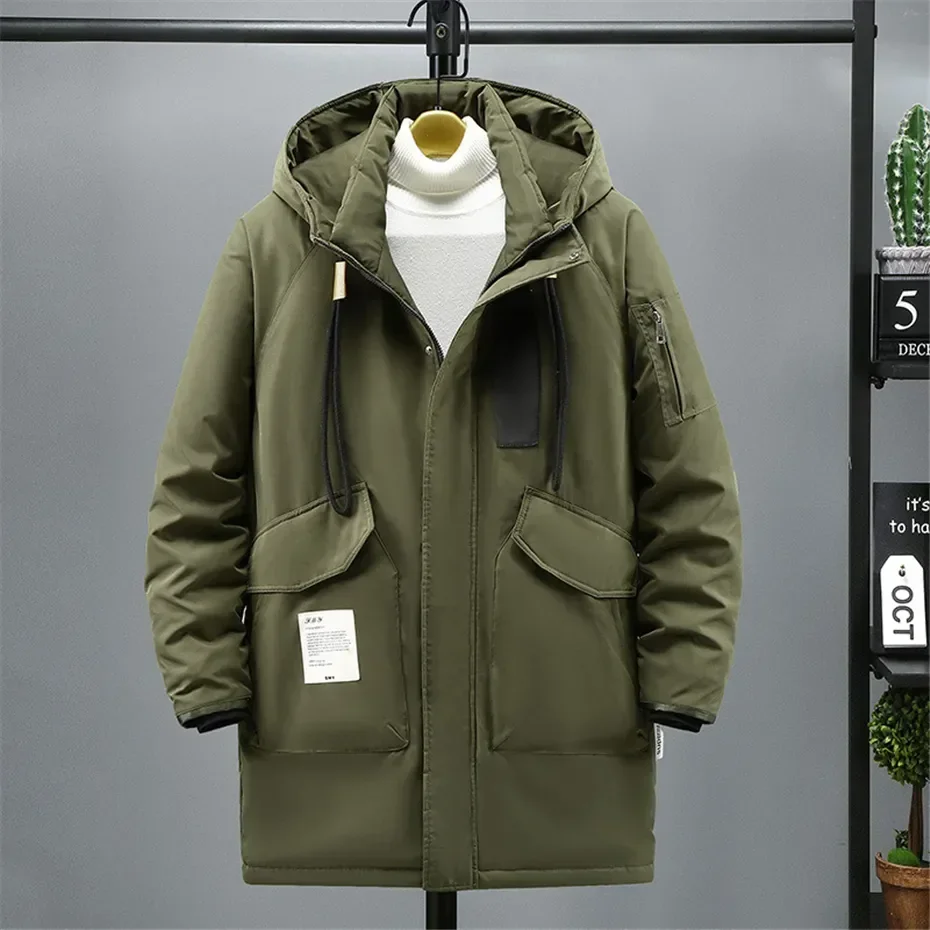 Men Winter Jacket Large Size Hooded Fleece Insulate Padded Down Parka Male Warm Thick Big Plus 10XL 150kg Long Padding Outerwear
