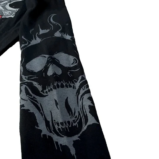 Streetwear Hoodie Y2K Sweatshirt Men Hip Hop Dark Retro Skull Graphic Print Oversized Hoodie New Harajuku Gothic Pullover Hoodie