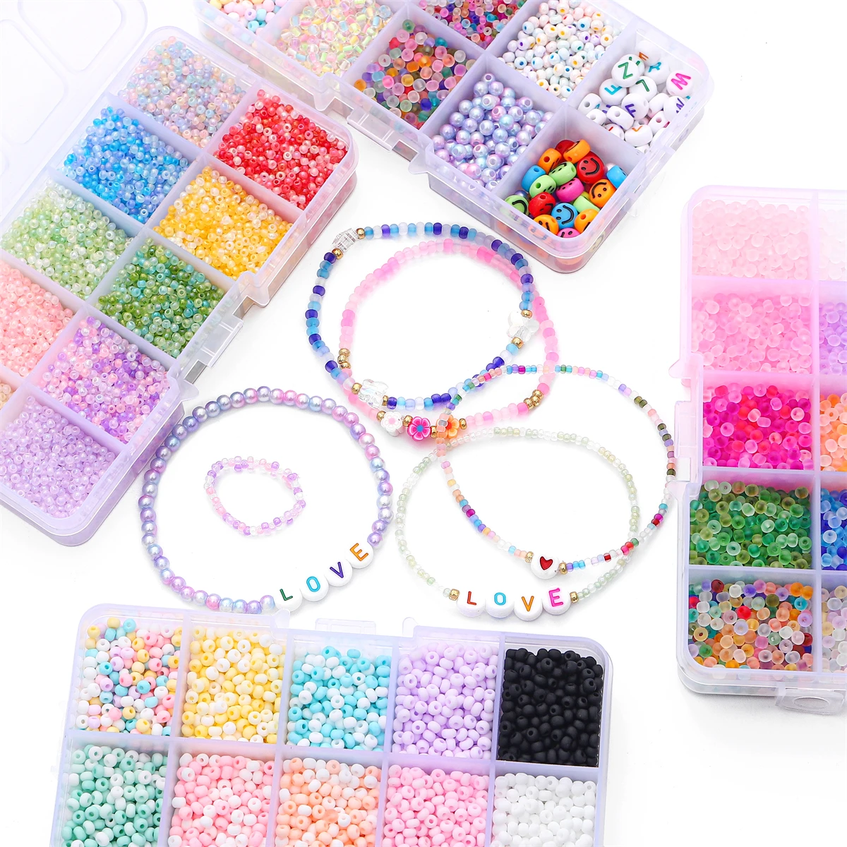 10 grid set box rice beads letter beads material bag handmade DIY making beaded bracelets necklaces jewelry accessories