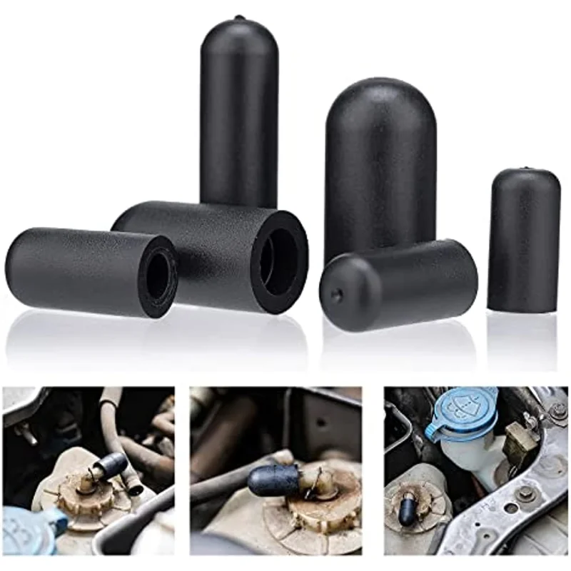 80pcs/box Black Vacuum Dust for Automobile Crburetor Rubber Dropper Cover ID 5/32 to 3/8 inch Carburetor Hose Cap Kit