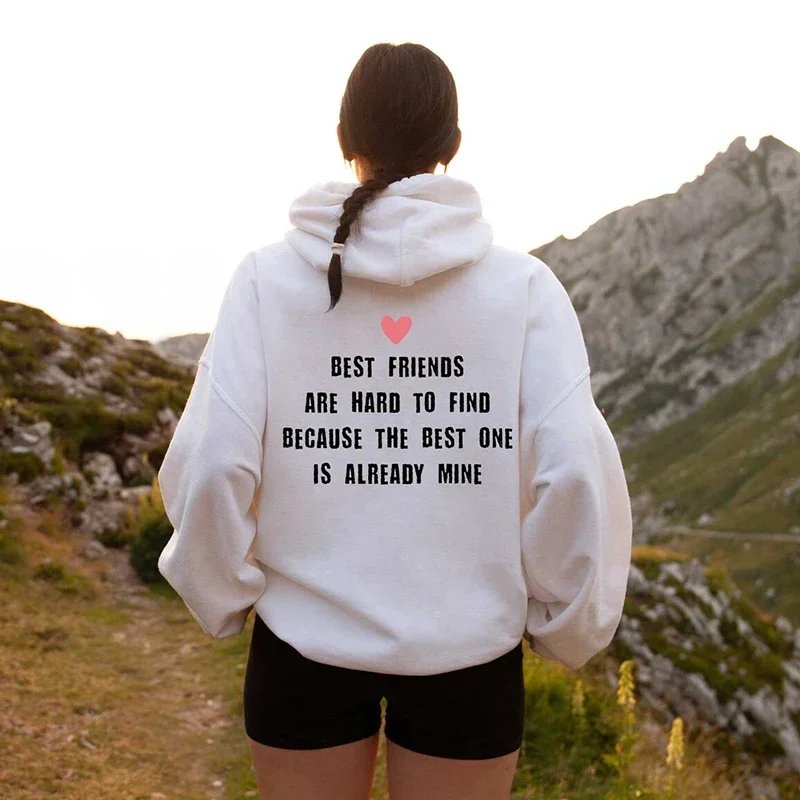 Best Friends Red Lover BBF Women Hoodie Causal Loose Long Sleeve Graphic Pullovers Crewneck Womens Clothes BFF O Neck Clothing
