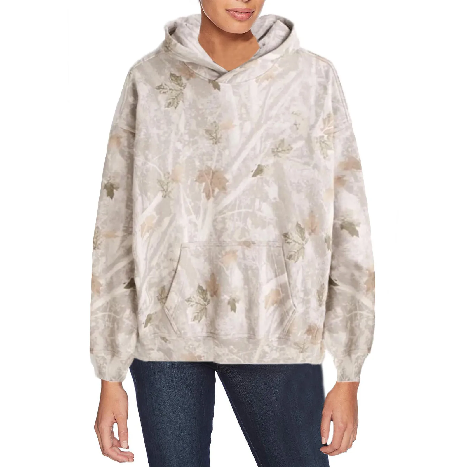 Womens Camo Hoodie Maple Leaf Print Fleece Pullover Sweatshirts Oversized Tops With Jackets Women Casual Womens Hoodies Bulk