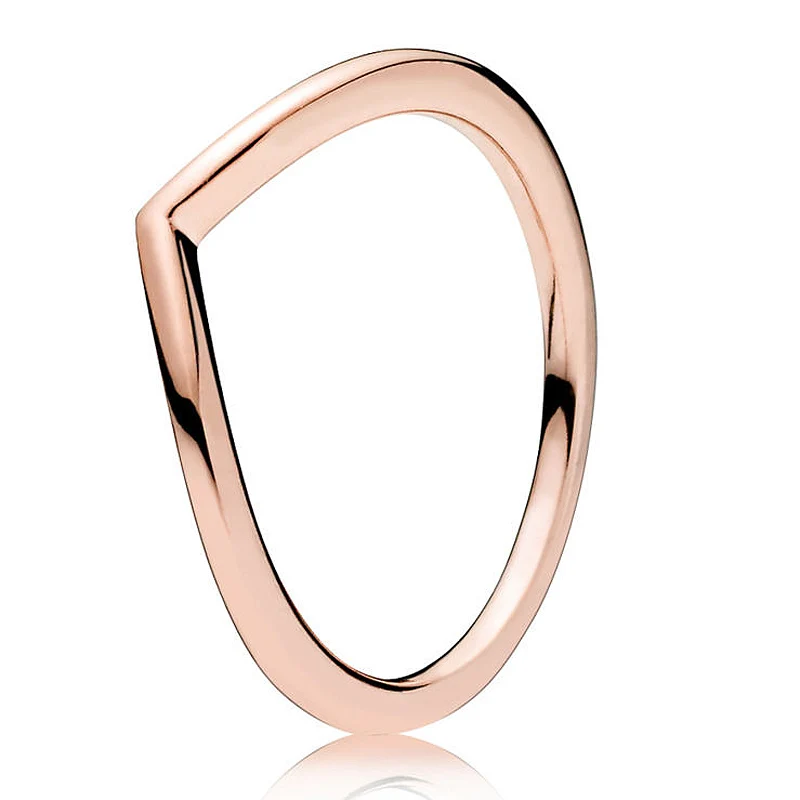 925 Silver Women's Ring Original Gold Silver Rose Gold Full Diamond Fashion Ring Zircon Sparkling Wishbone Princess