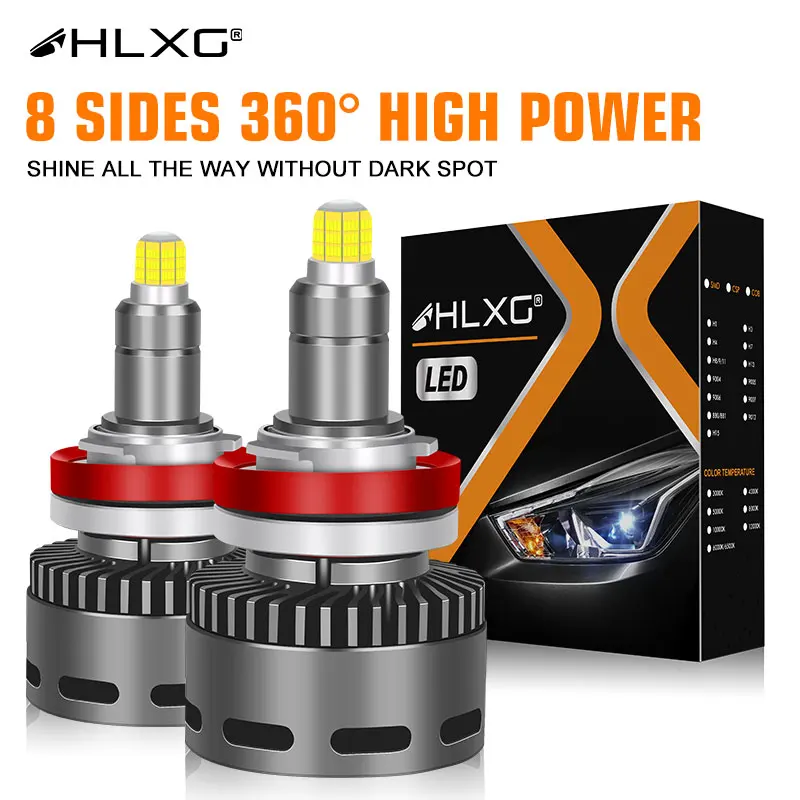 H11 H1 H7 LED 360 Canbus Car Headlight HB3 HB4 HIR2 9005 D2S D2H D4S Bi Led Bulb Motorcycle Accessories 88000LM 6000K 4300K HLXG