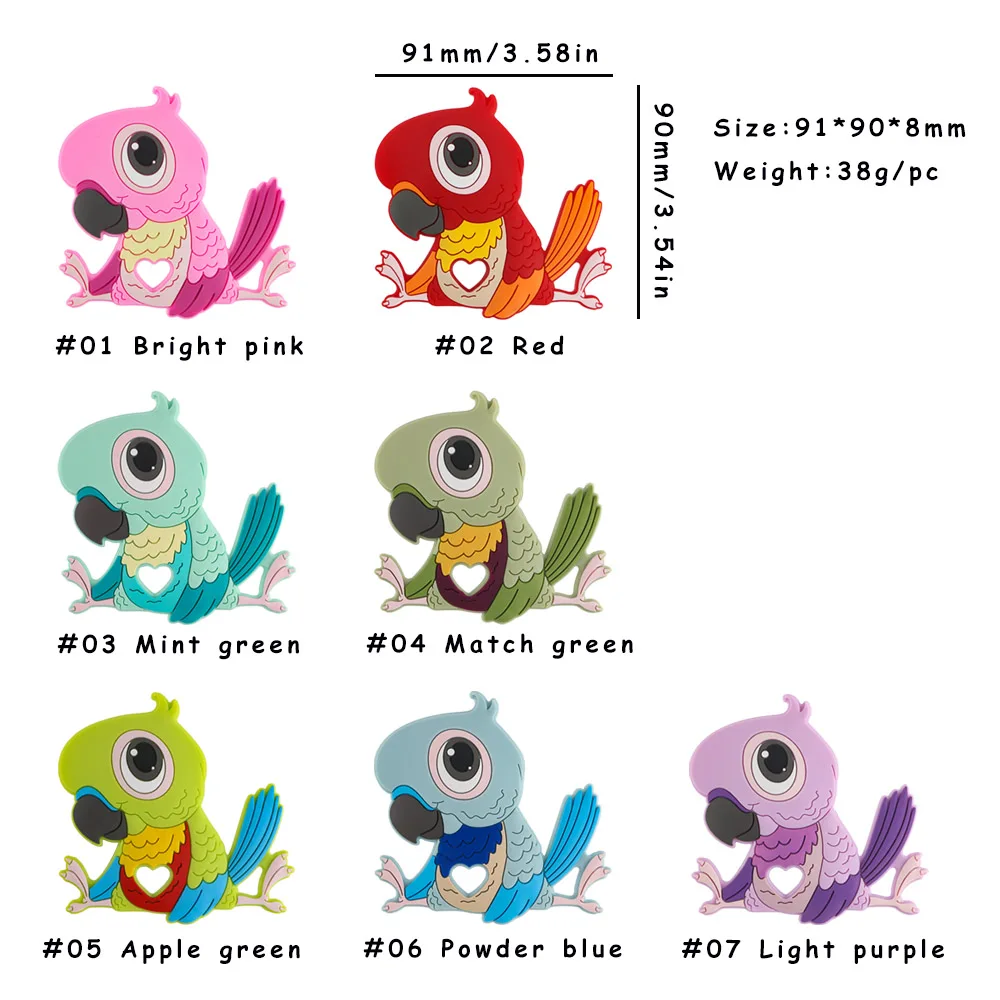 Sunrony Peacock Parrot Silicone Bead Silicone Pacifier Clip Food Grade Baby DIY Pacifier Chain Necklace Jewelry Accessories
