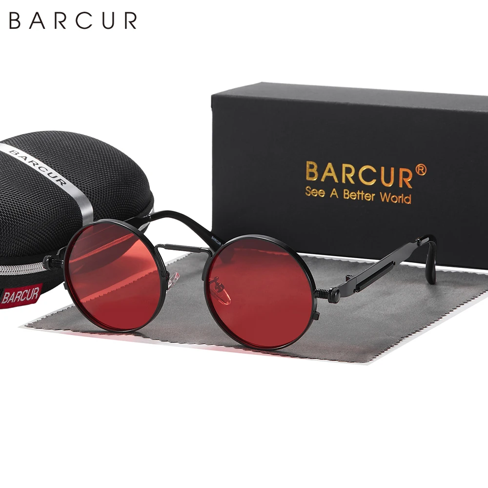 For Sunglasses BARCUR Round Men Polarized Retro Steampunk Sun Glasses For Women Vintage Style Uv400 Eyewear Accessory ddmysmile Oculos Smile