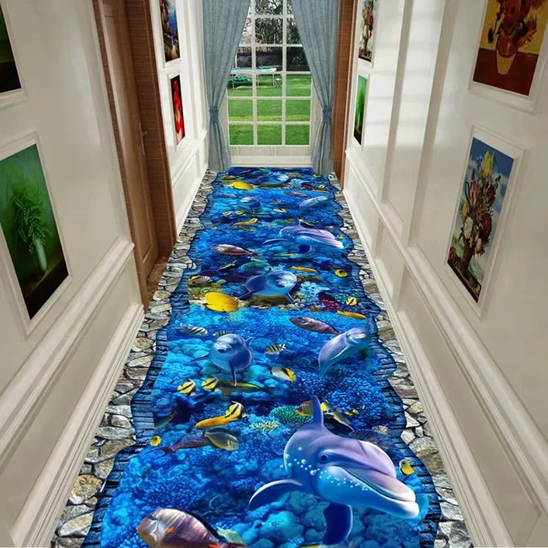 3D Fun Adventure Corridor Mat Bedroom Kitchen Rugs Kids Room Decorative Play Mat Area Rug Pastoral Carpets for Living Room