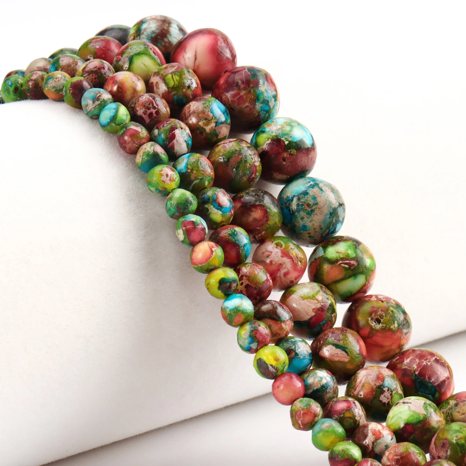 Natural Stone Beads Colorful Sediment Jaspers Green Red Turquoise Beads For Jewelry Making DIY Bracelets Accessories 4/6/8/10MM