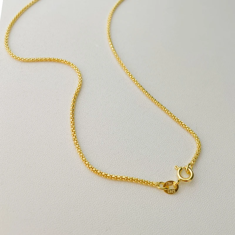 40-60cm 1.6mm Real 925 Sterling Silver Gold Color Maize Chain Necklace Women Girl Men Jewelry Colar Collier Collares Mujer Kolye