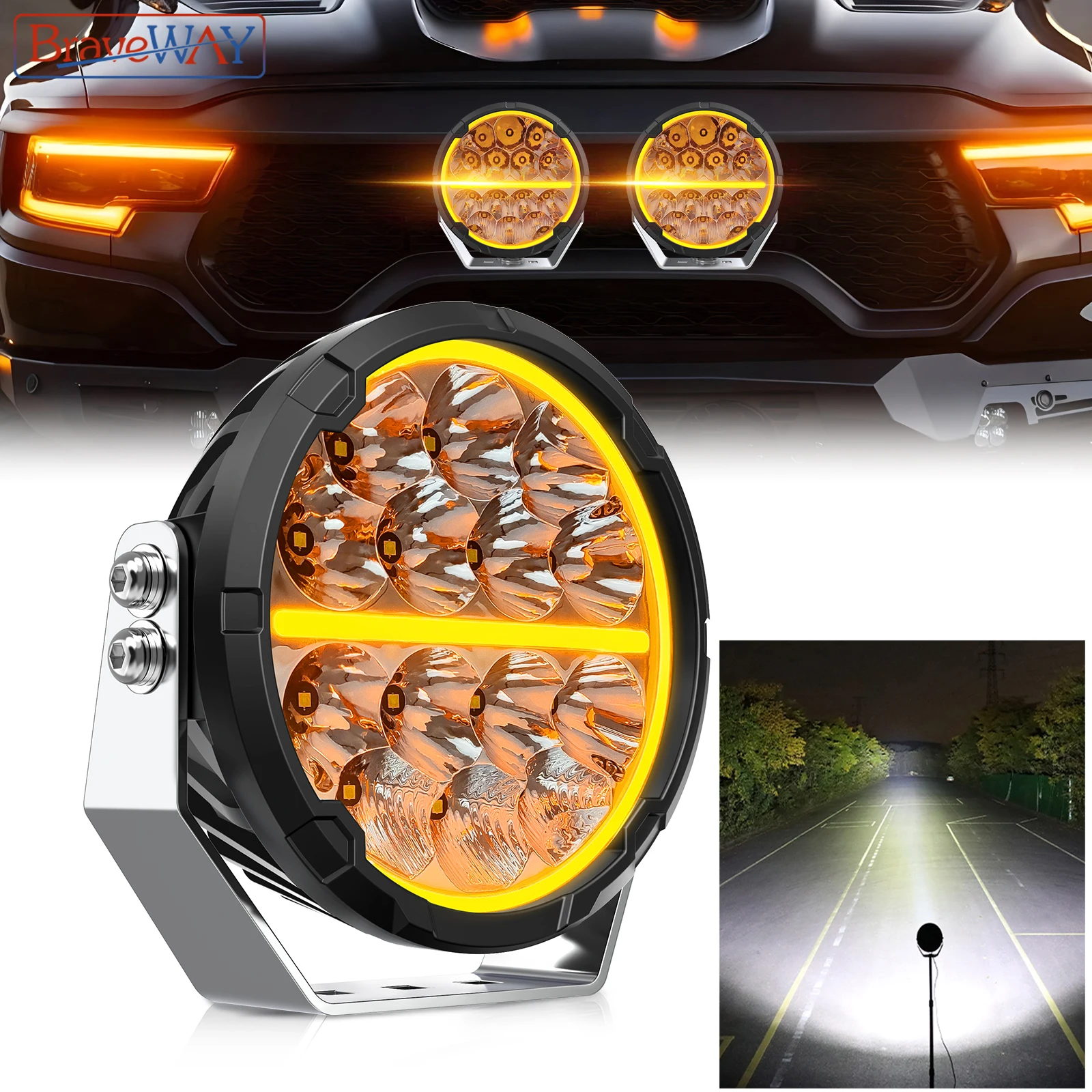 BraveWAY 6.5 inch Led Driving Lamp for Offroad PickUp Truck UTV 4WD 4x4 LADA NIVA 200W/SET Super Bright LED Work Light