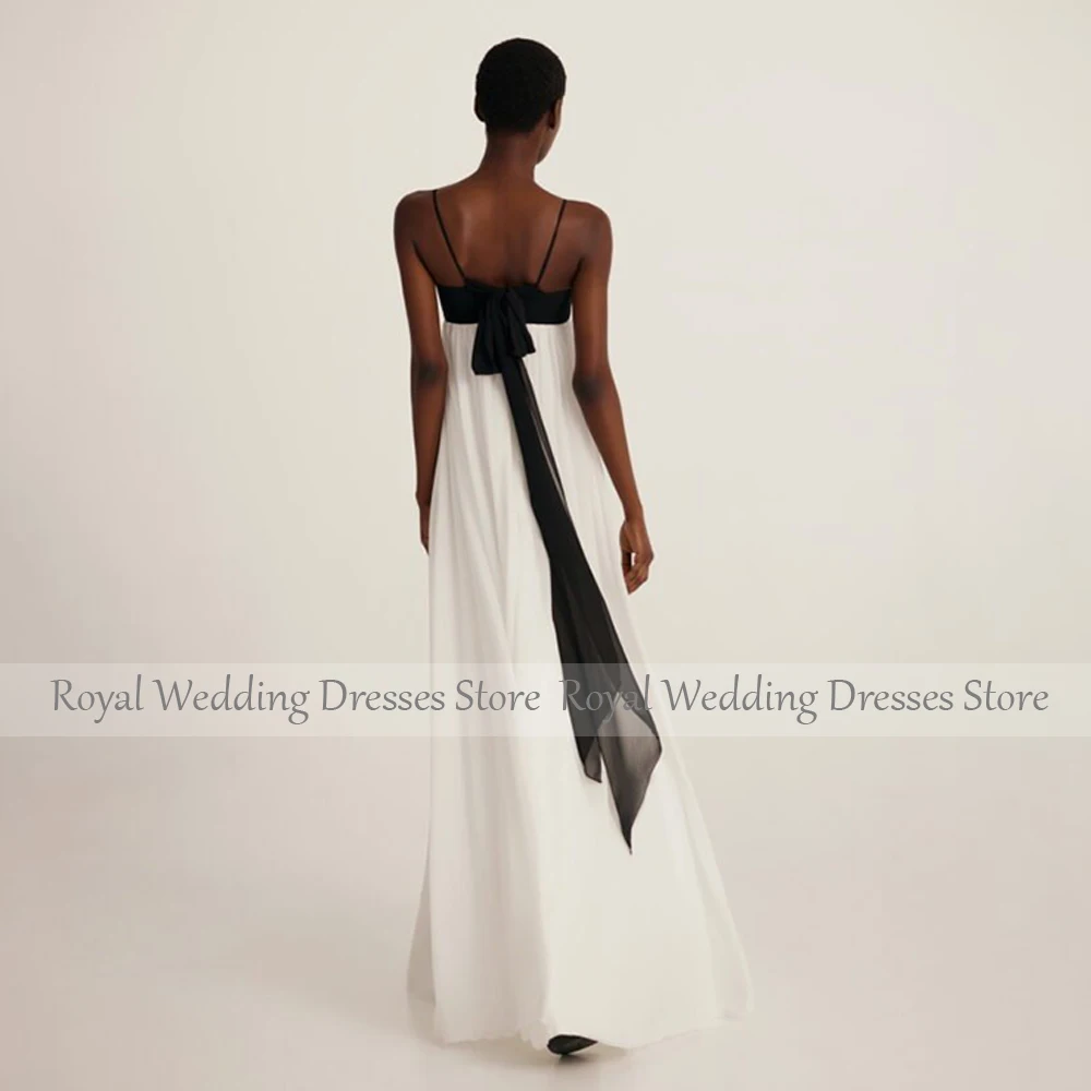 Elegant Wedding Dresses for Women 2023 Bride Black Ivory Empire 2025 Gowns Long Sweetheart Bow Spaghetti Straps new Bridal Dress