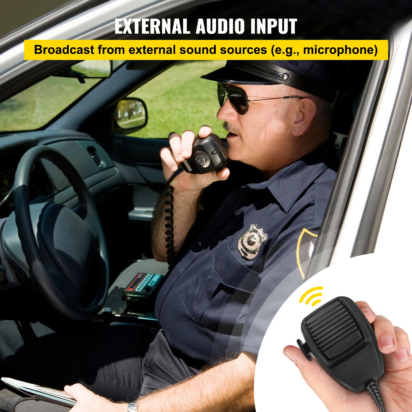 VEVOR Police Sirens 200W Car Warning Alarm Handhold Microphone Light Control Switches Emergency Electronic for Cars Fire Trucks