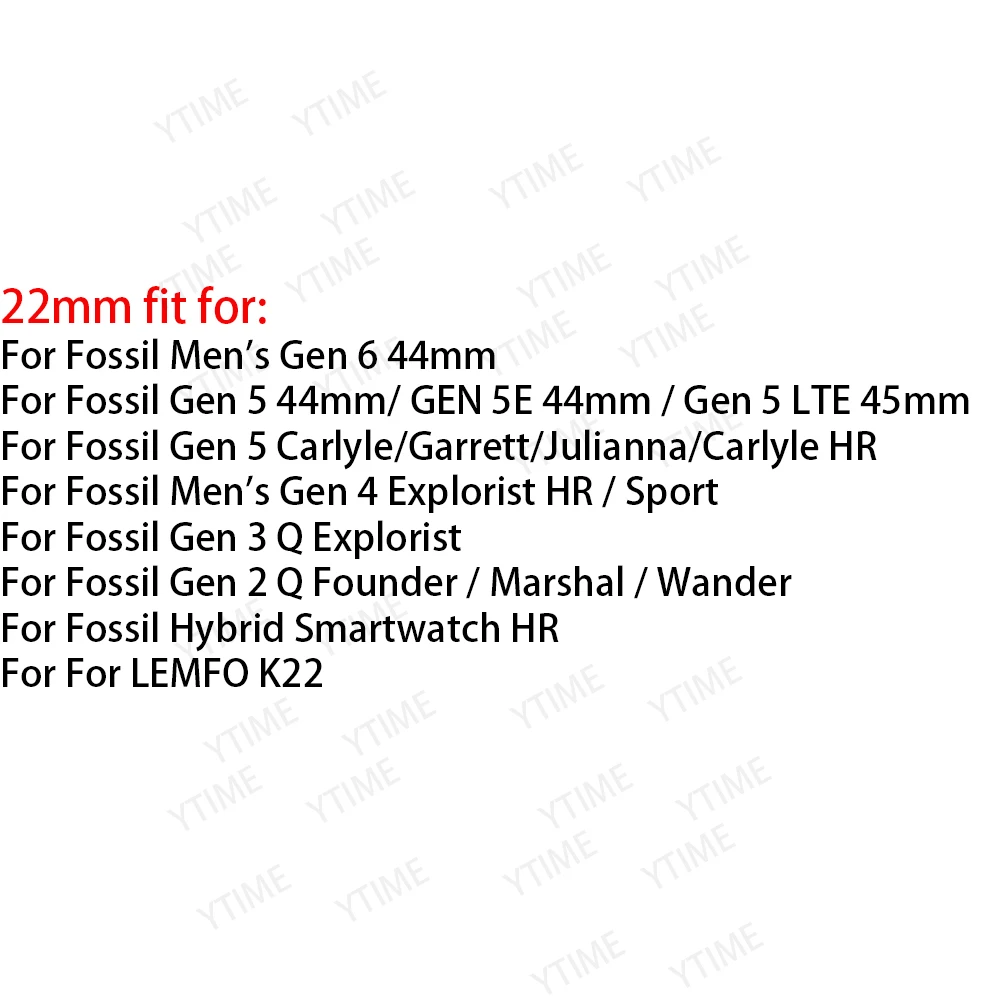 For Strap Watch 22mm Fossil GEN 5E 5 LTE 45mm 44mm Sport Wristband GEN 6 44mm Leather Smartwatch Bracelet For LEMFO K22 Band smile