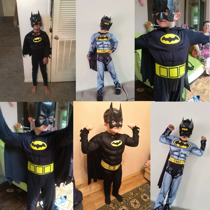 Child Bat Role Play Costume Superhero Mask Jumpsuit Halloween Movie Character Fantasy Costume Boys Holiday Play