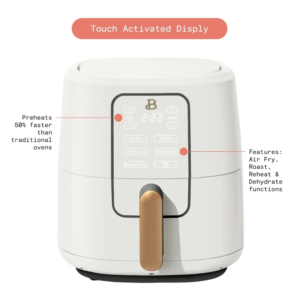 2024 Beautiful 6 QT Air Fryer with Touch-Activated Display, White Icing by Drew Barrymore