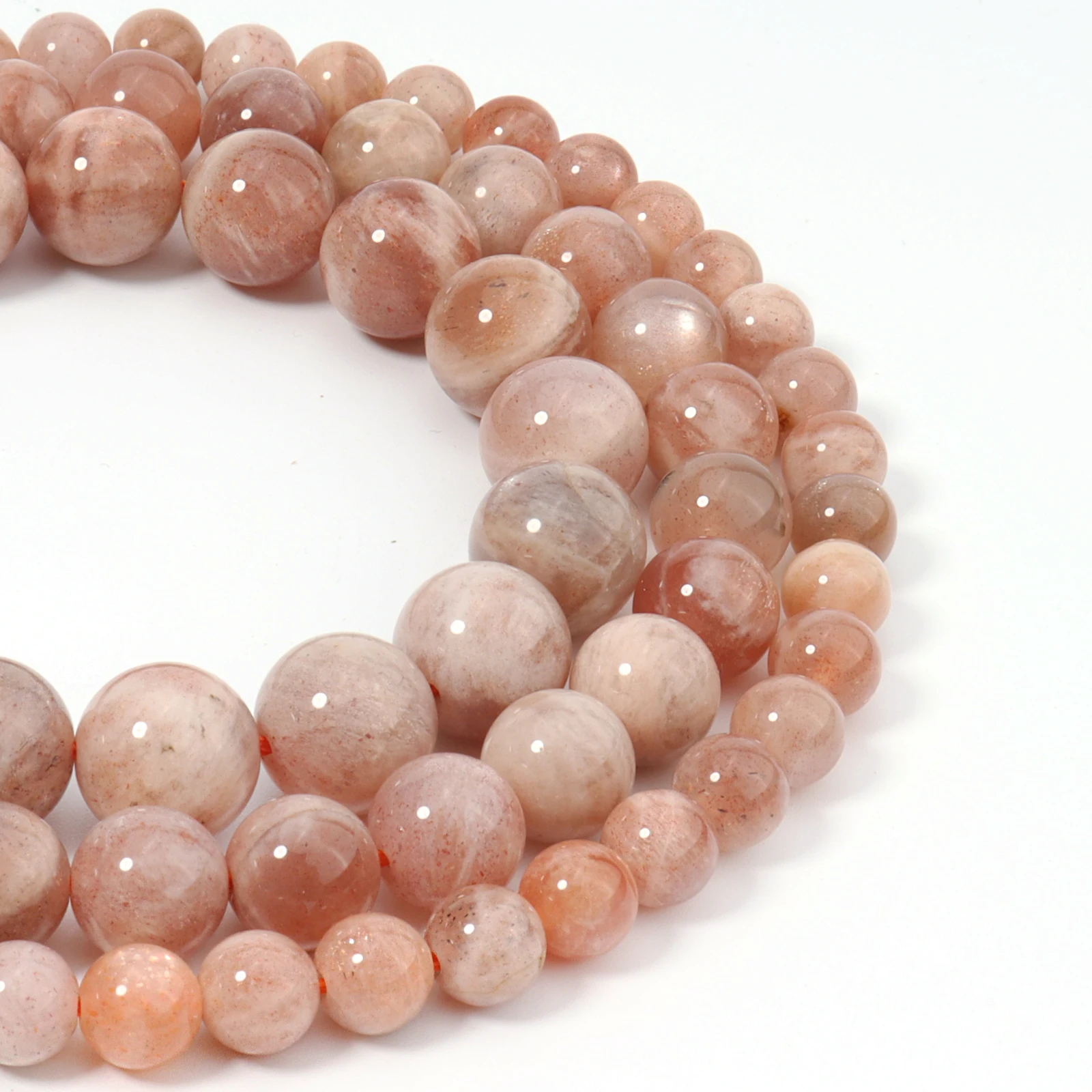 Natural Sunstone Round Gemstone Loose Spacer Beads For Jewelry Making DIY Handmade Bracelet Necklace Accessories 4/6/8/10/12MM