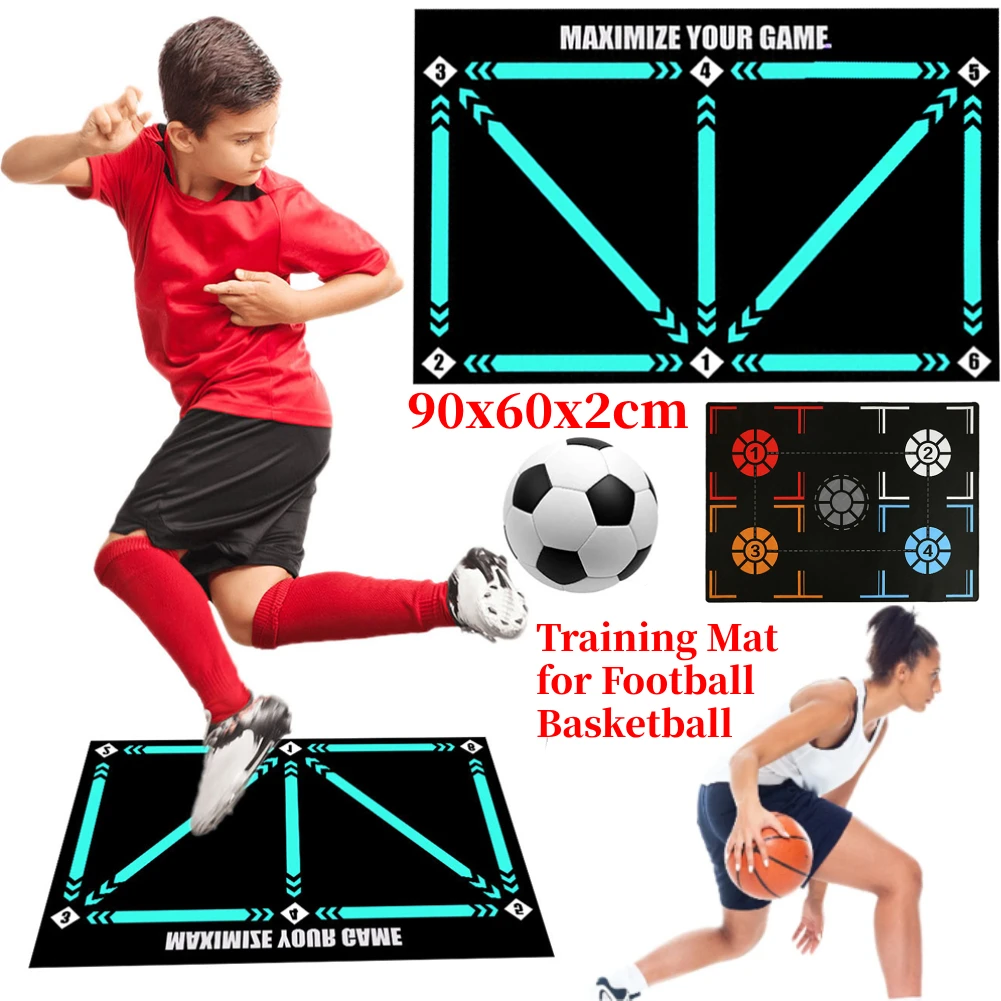 Football Training Mat Kids Adult Dribble Training Mat Carpet Soccer Basketball Training Mat Training Footstep for Indoor Ourdoor