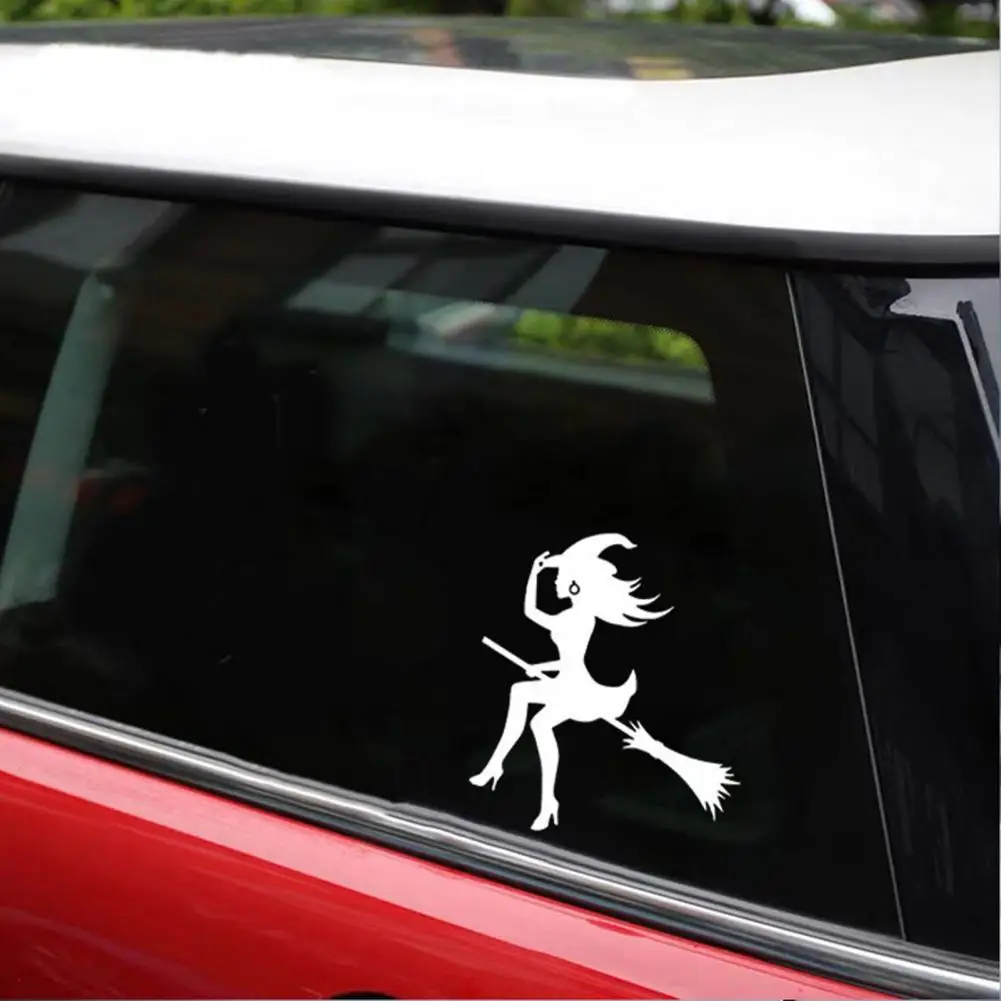 Halloween Witch Sticker Auto Witch Sticker Weather-resistant Halloween Witch Car Sticker Flying Broom Auto Suv Motorbike Vehicle