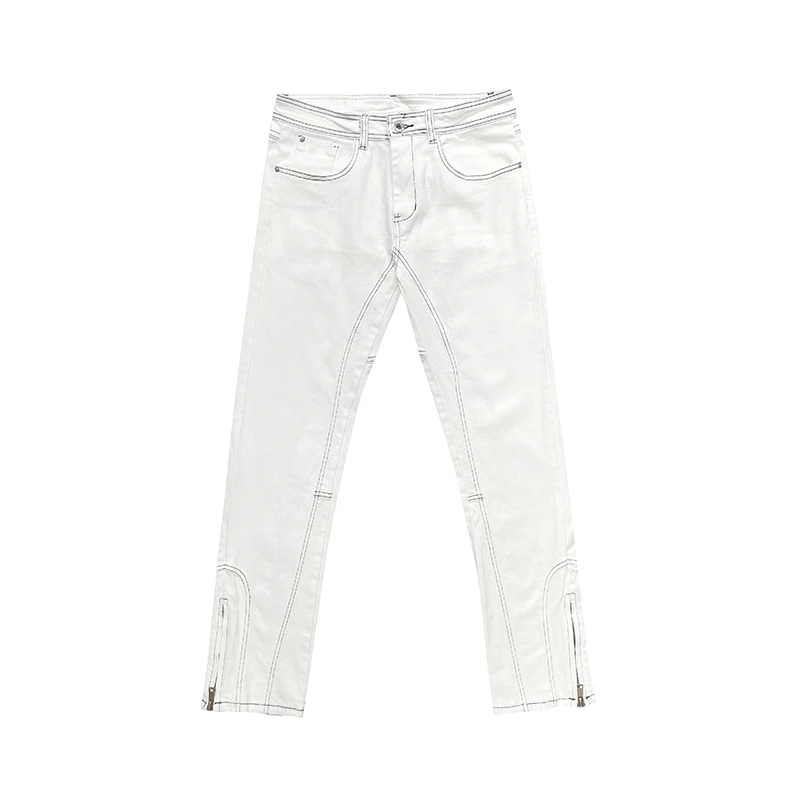 Men's Jeans Hip Hop White Flared Pants Loose Side Zipper Casual Loose Jeans Men's and Women's Pants Y2k Pants Ins Hot Sale Denim
