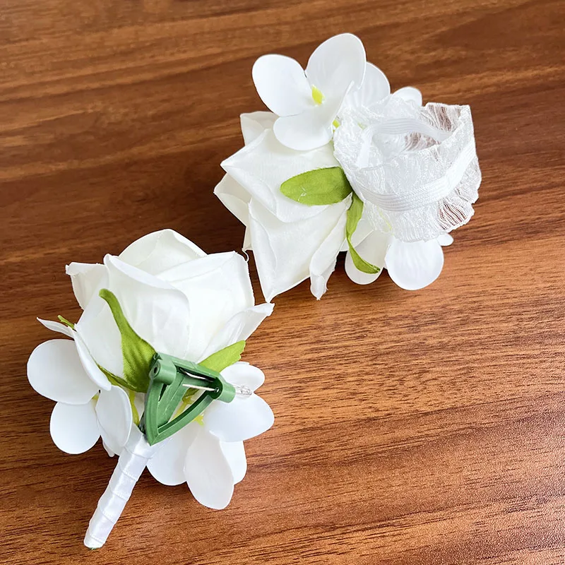 new Wedding Bridal Bouquet Corsage 2025 Bridesmaids Bride Boutonniere White Hydrangea Silk Roses Marriage Accessories Artificial Flowers