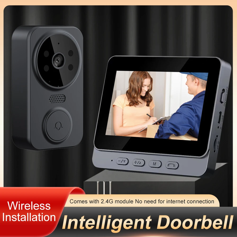 Door Eye Camera 2.4G WiFi Automatic Sensing Digital Door Viewer 4.3 Inch IPS Screen Smart Video Doorbell Camera Two-Way Intercom