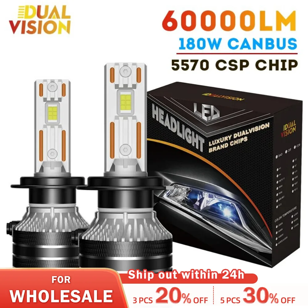 K5C H7 LED 60000LM Headlights Canbus 8000K H1 H4 H11 9012 HIR2 H8 H9 9005 9006 HB3 HB4 High Power 6000K 5570 CSP Chips
