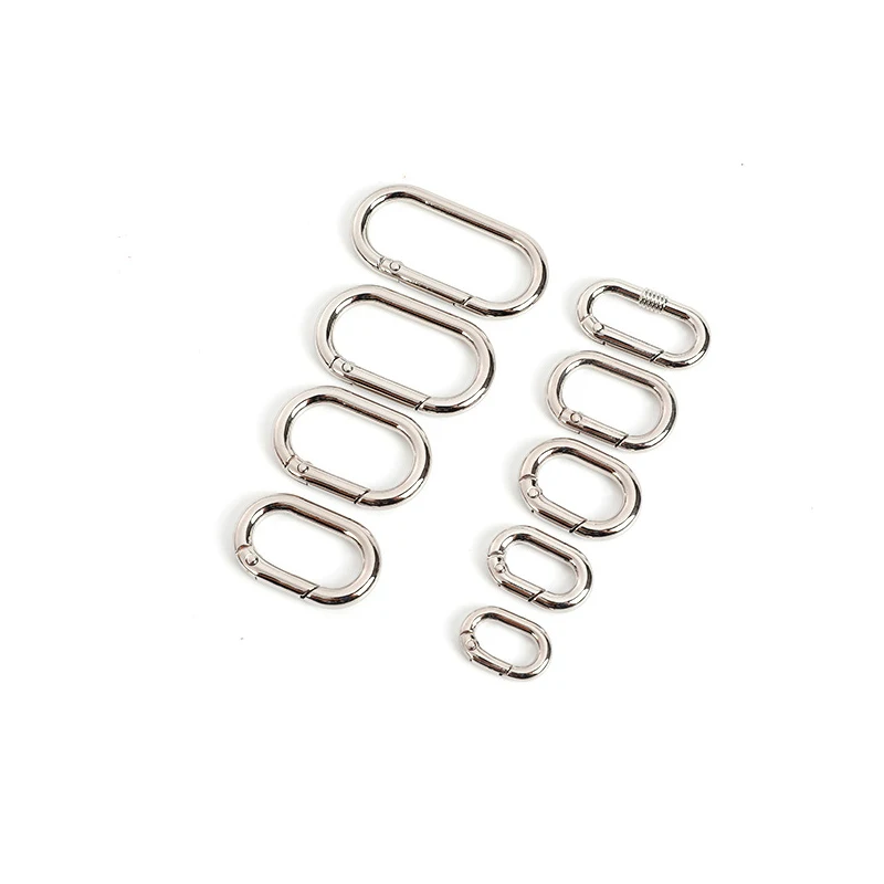 Oval Spring O Ring Openable Leather Bag Handbag Strap Buckle Connect Keyring Pendant Key Dog Chain Snap Clasp Clip Carabiner