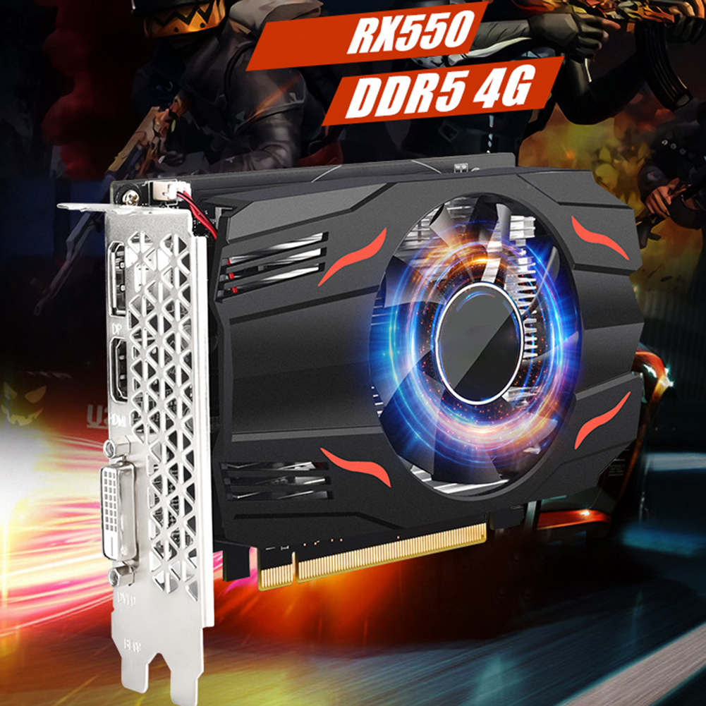 RX550 Graphics Cards 128Bit DDR5 Video Card 4GB Low Profile Computer Graphics Cards with Cooling Fan DP+DV1 For Gaming PC GPU
