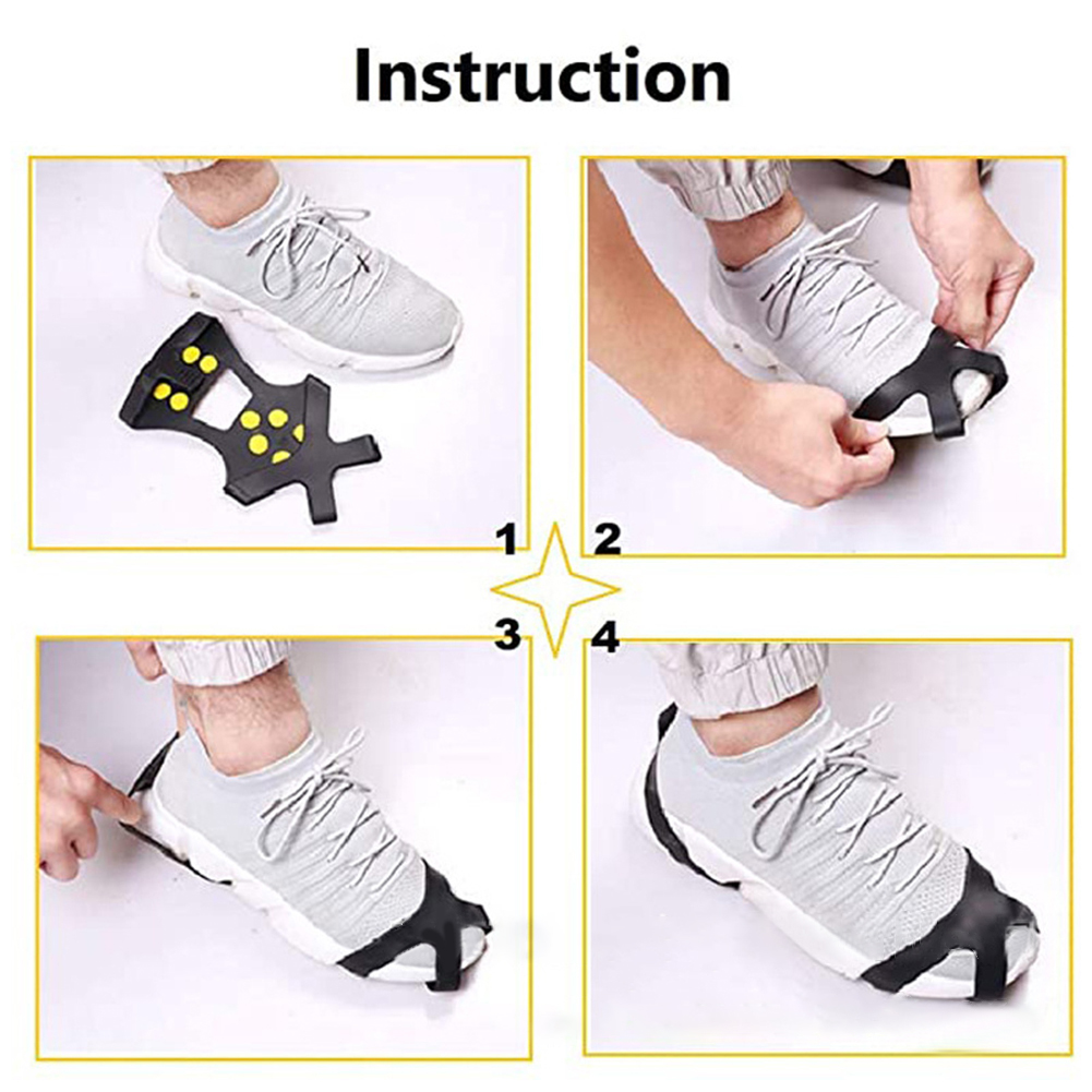 10 Teeth Climbing Crampons Anti-Slip Snow Claw Shoe Covers Unisex Boots Snow Cleats Walking Hiking Accessories