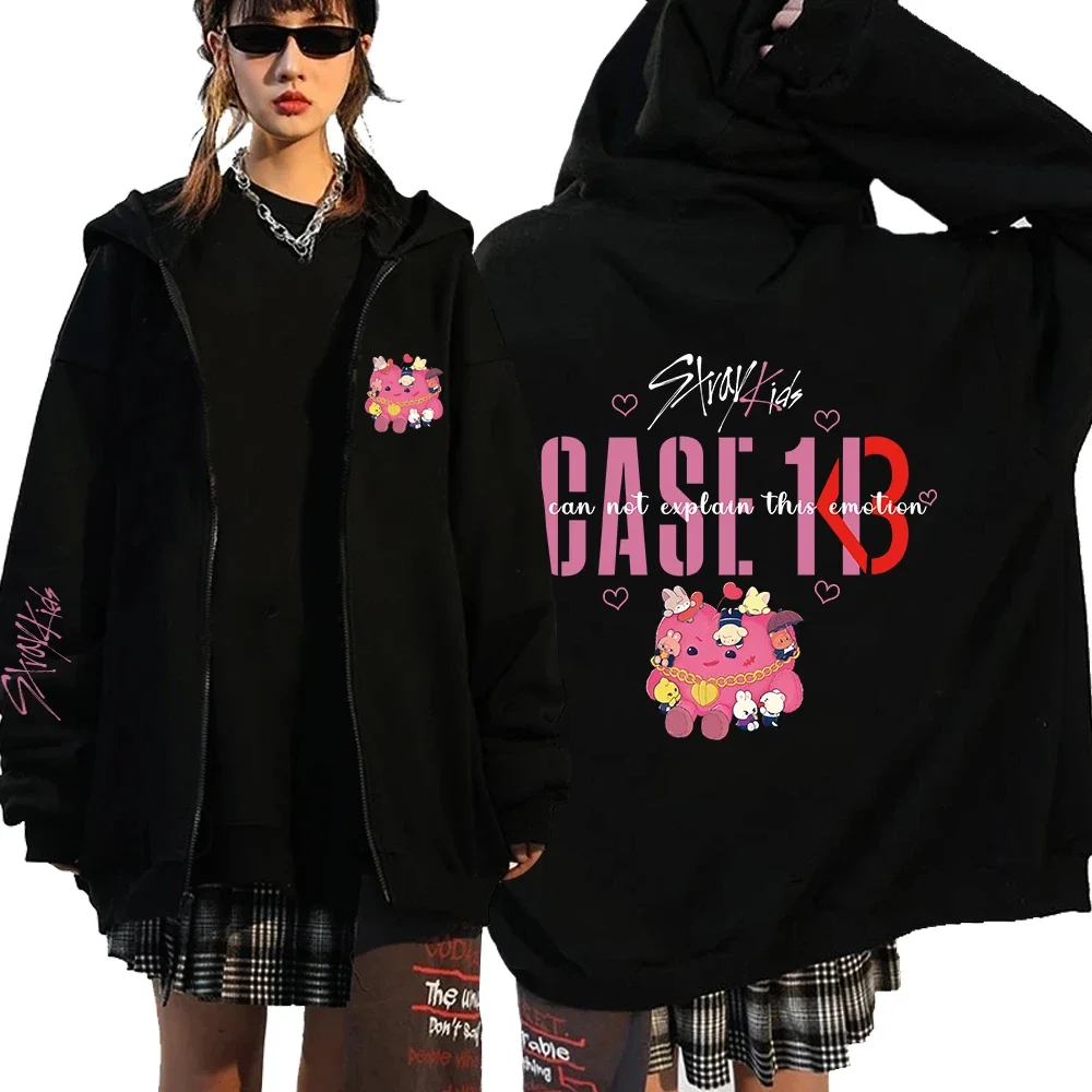 Hot Sale Kids Up Hoodies Zip Stray Kpop Star Zipper Jackets Korean Style Hood Sweatshirts Polar Fleece Streetwear Straykids Sweatshirt per kids