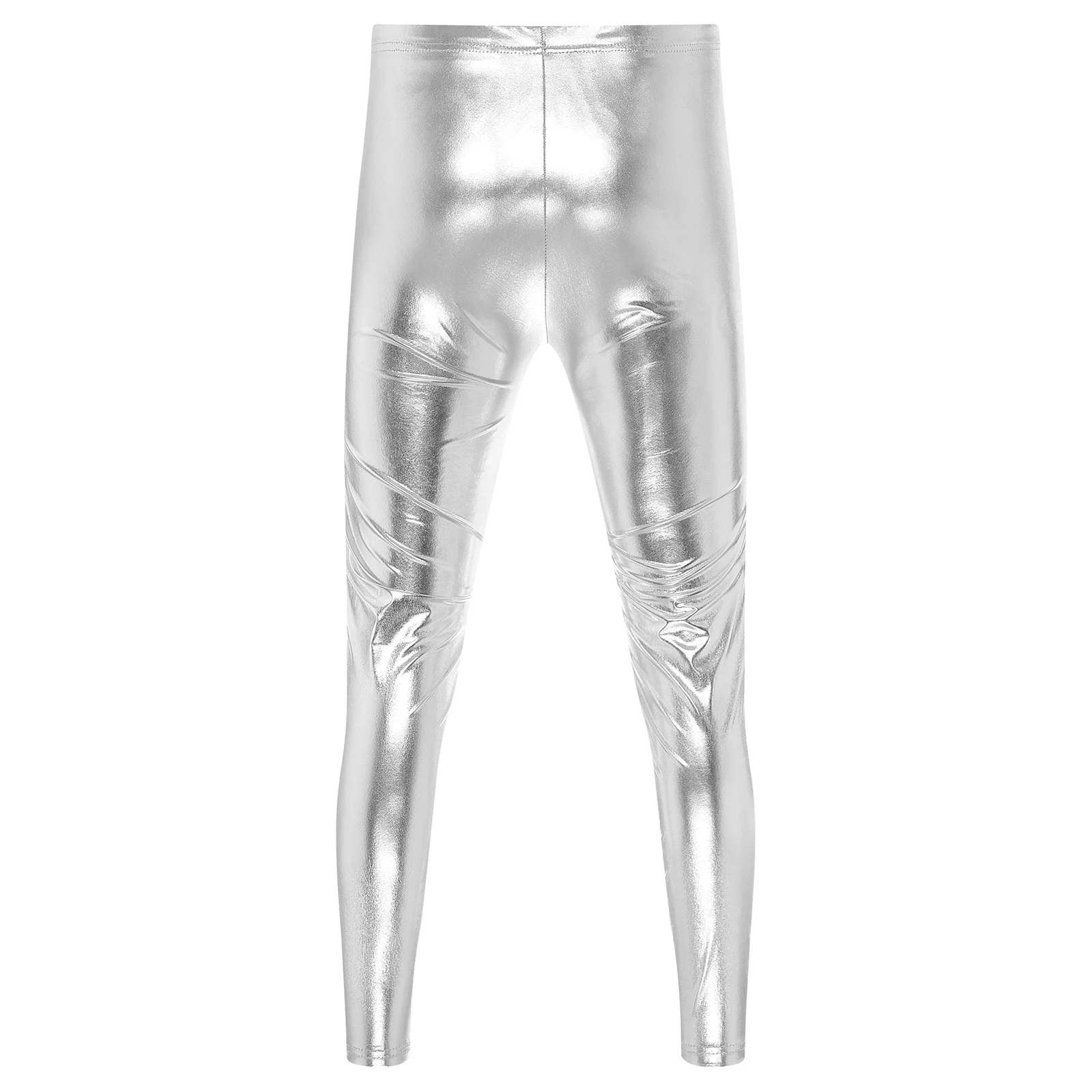 Mens Shiny Metallic 70s Disco Pants Straight Leg Trousers Halloween Costume for Rave Nightclub Party Festival Hip-Hop Dance
