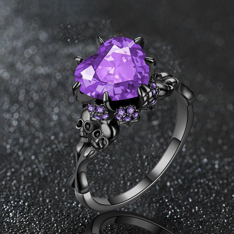 Gothic jewelry Skull Rings Halloween Punk Engagement Black Rings for Women Vampire Accessories Christmas Gifts