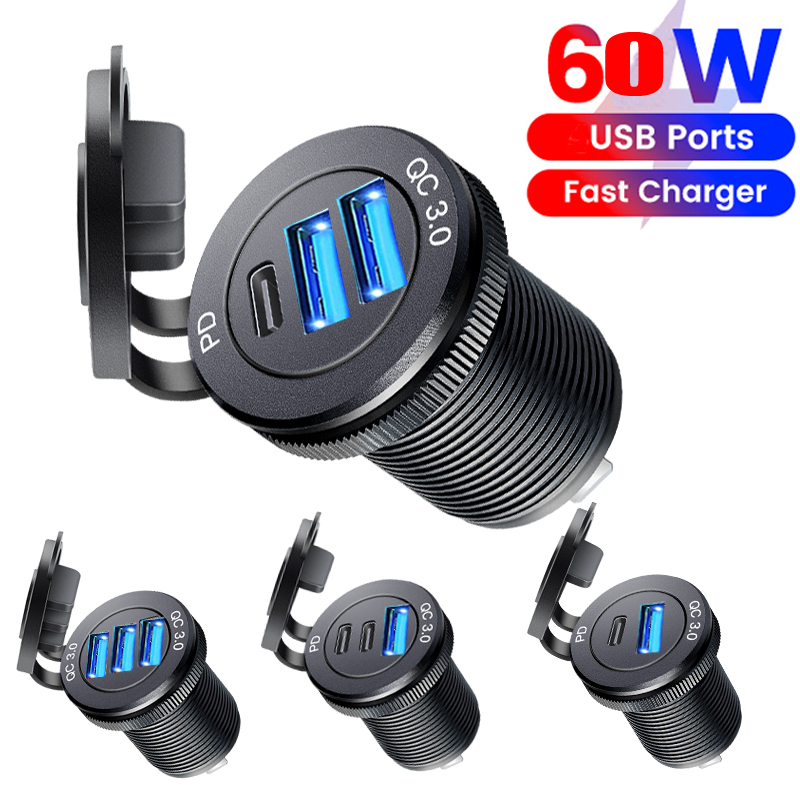 12V USB type c Outlet Charger Socket Charging Port for Car Boat Marine Truck motorcycle Built-in Waterproof 2025 new usb car socket