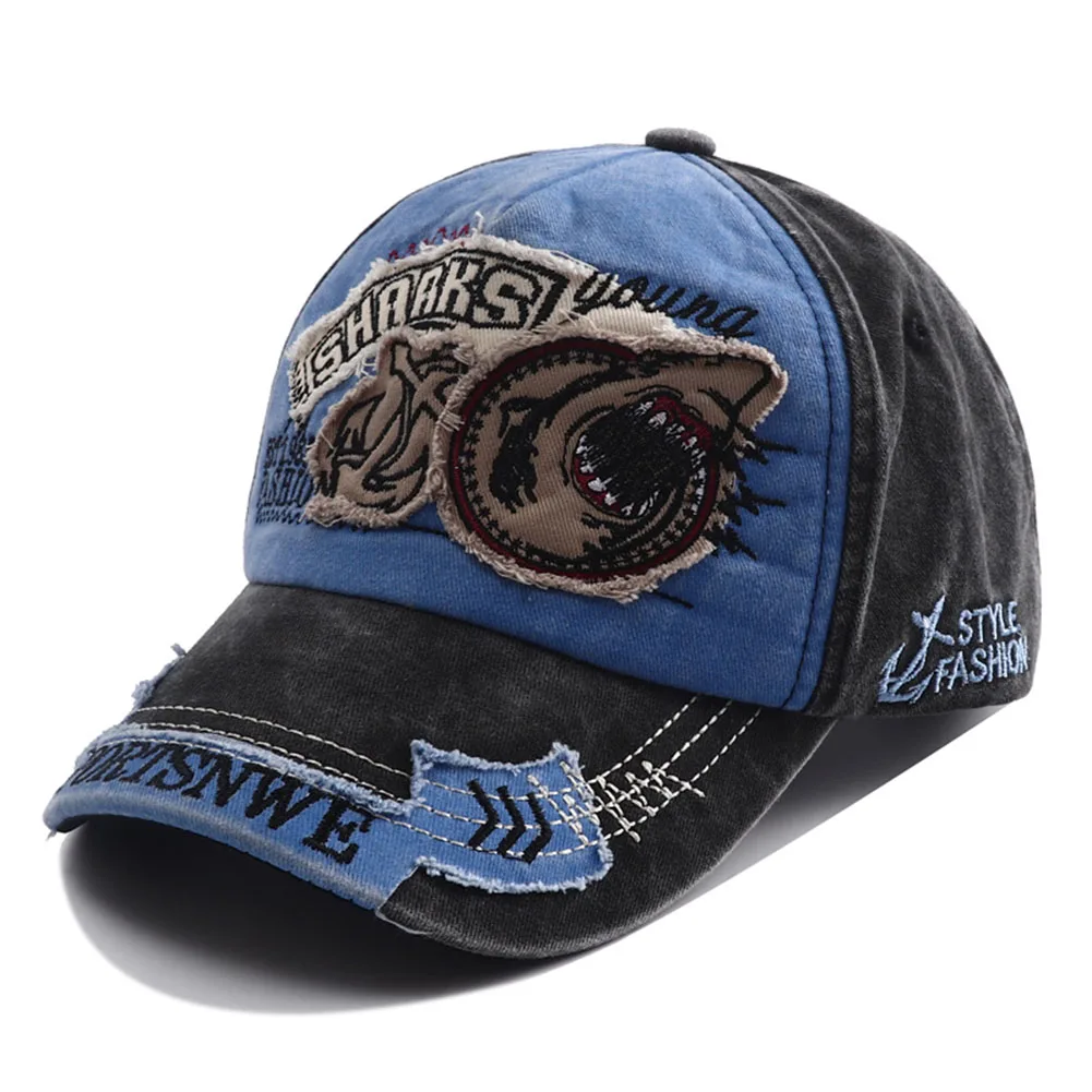2023 New Designer Vintage Shark Hat Embroidery Snapback Baseball Cap Casquette Homme Hip Hop Casual Visor Hats for Women Men