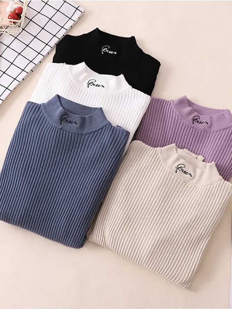 Turtleneck Thick Warm Women Autumn Winter Pullover Sweater High Elasticity Knitted Soft Jumper Long new Sleeves 2025 Sweater Femme Top