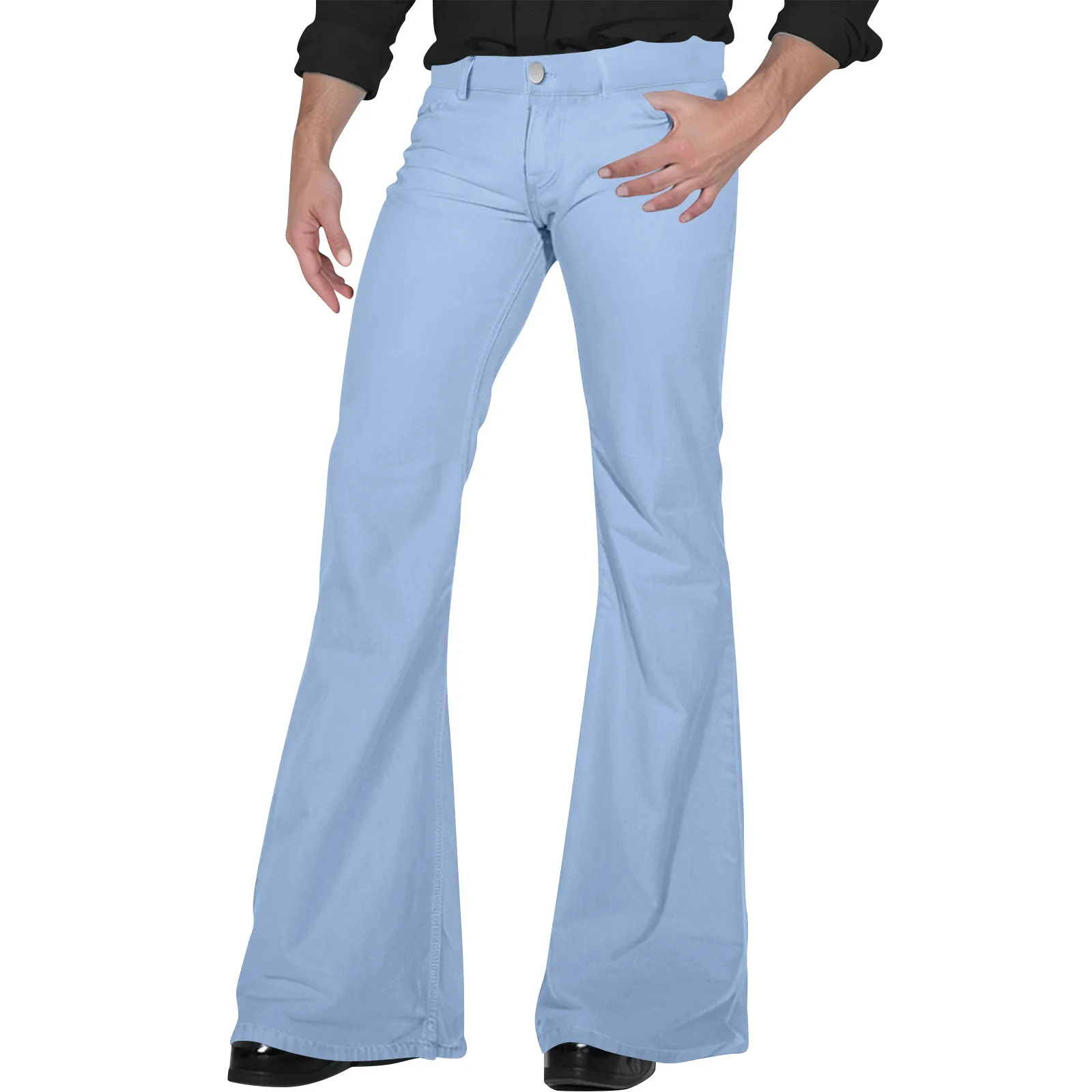 Men'S Retro Disco Flared Pants Loose Stretch Vintage Trousers Fit Flared Comfortable Retro Stretch Twill Men'S Trousers